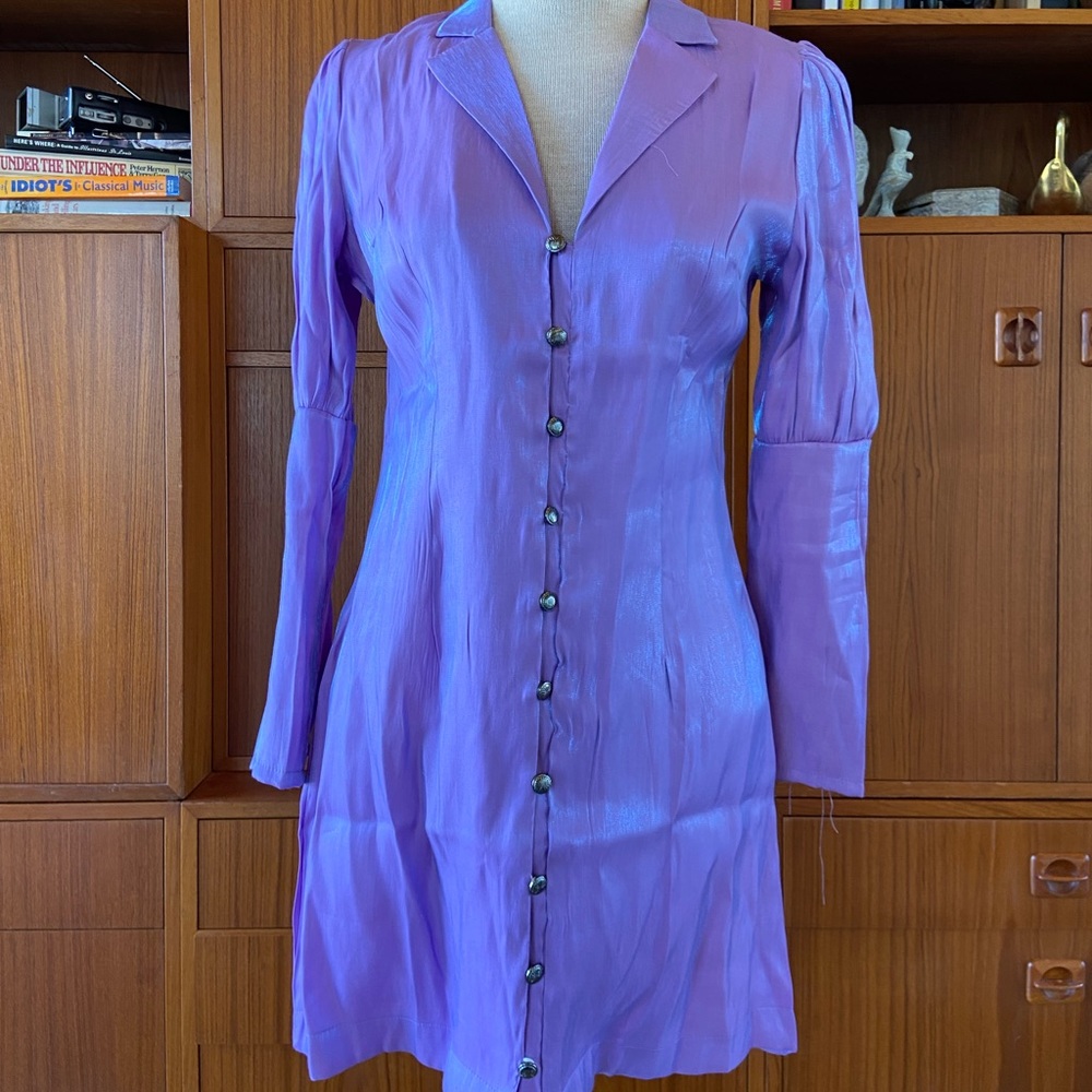 Nasty Gal Lilac Shimmer Button Down Soft Blazer Dress